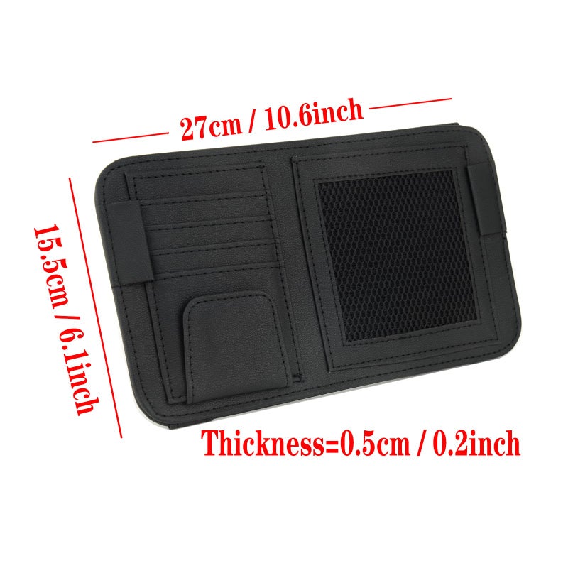 أتورمون Aturmon Classic Elegant Modern Car Sun Visor Organizer، حامل النظارات الشمسية، جيوب الأكمام للبطاقات، حامل ترخيص تسجيل السيارة، رخصة القيادة، التأمين، البطاقات، القلم، المفتاح - Image 5